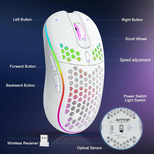 2.4G Wireless Mouse with RGB - PcZone