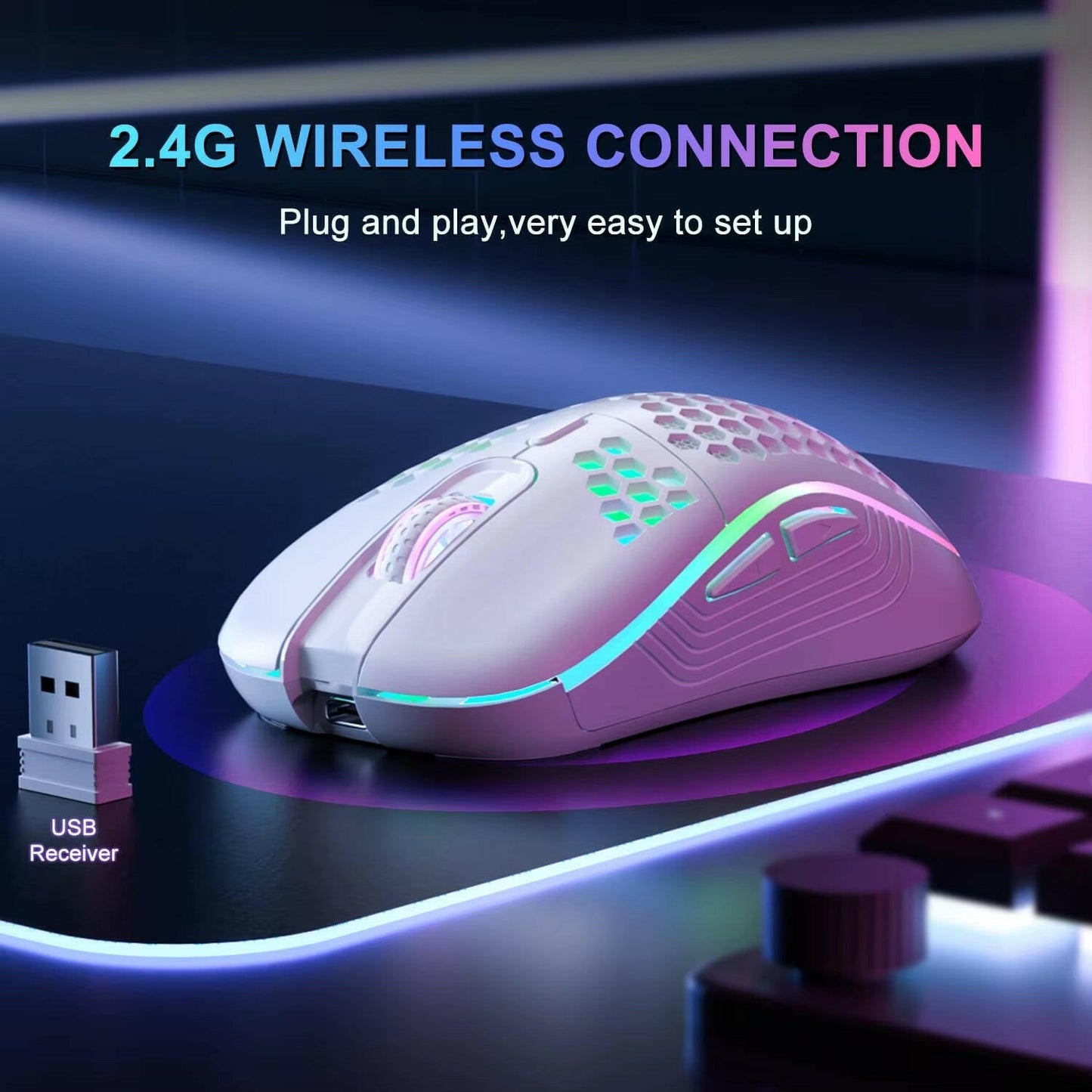 2.4G Wireless Mouse with RGB - PcZone